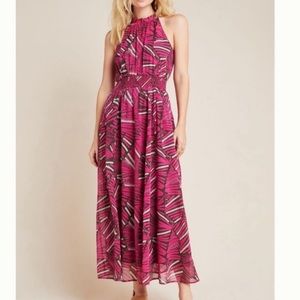 NWT Anthropologie Maeve Kelli Halter Maxi Dress